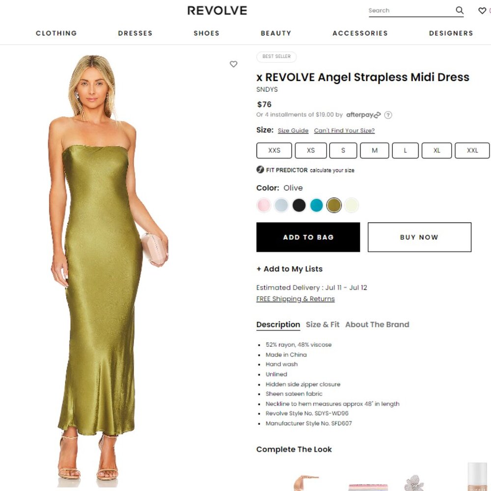 SNDYS x Revolve Angel Midi Dress in Olive